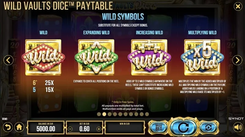 Wild Vaults Dice - Free Spins ativados com três símbolos Vault